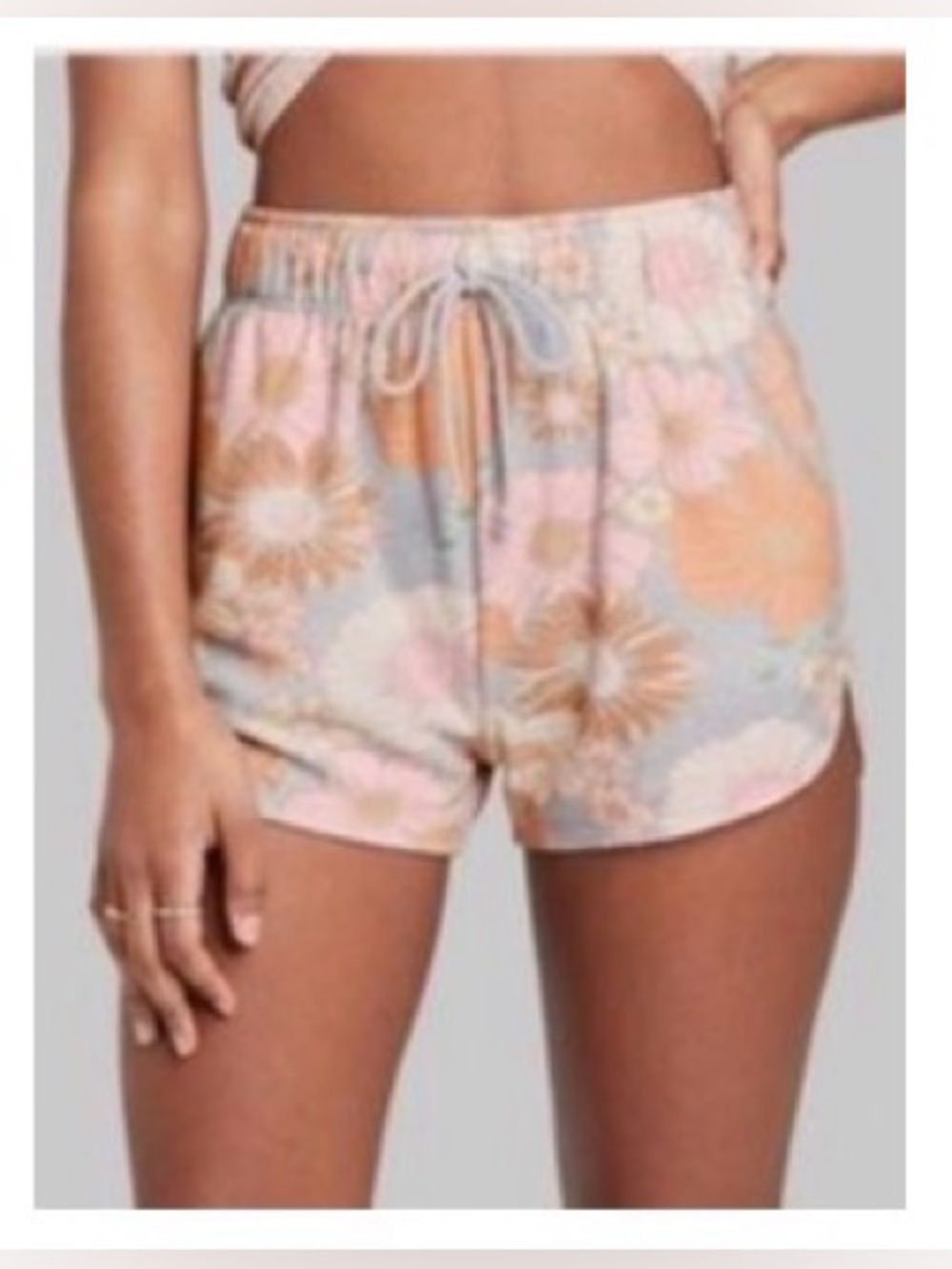 Wild Fable Terry Cloth Floral Shorts - Pink, Gray, Orange - S